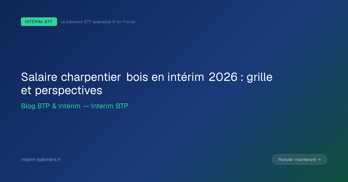 Salaire charpentier bois en intérim 2026 : grille et perspectives