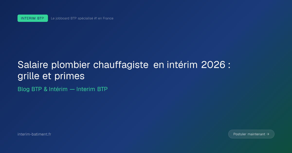Salaire plombier chauffagiste en intérim 2026 : grille et primes